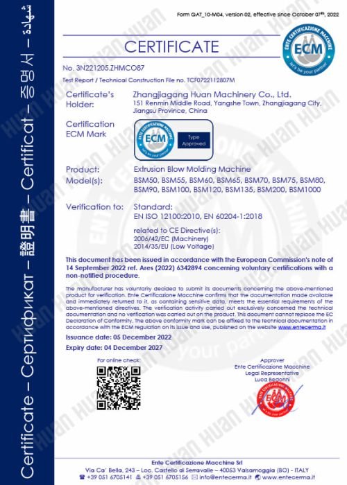 IBC machine certificate